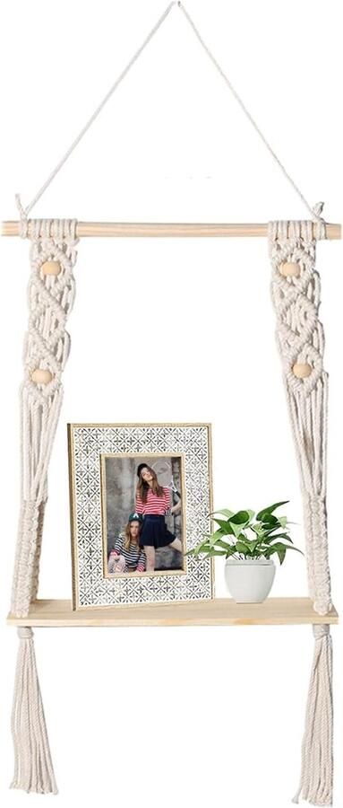 Macramé Wandrek Handgemaakt Geschikt voor woonkamer & kantoor 1 stuk Natuurlijk Hout