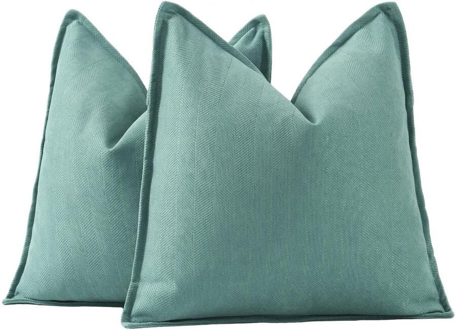 Madizz Set van 2 effen Chenille kussenhoezen Zachte decoratieve kussenslopen voor bank Slaapkamer Kussenhoes Aqua 65x65 cm Vierkant