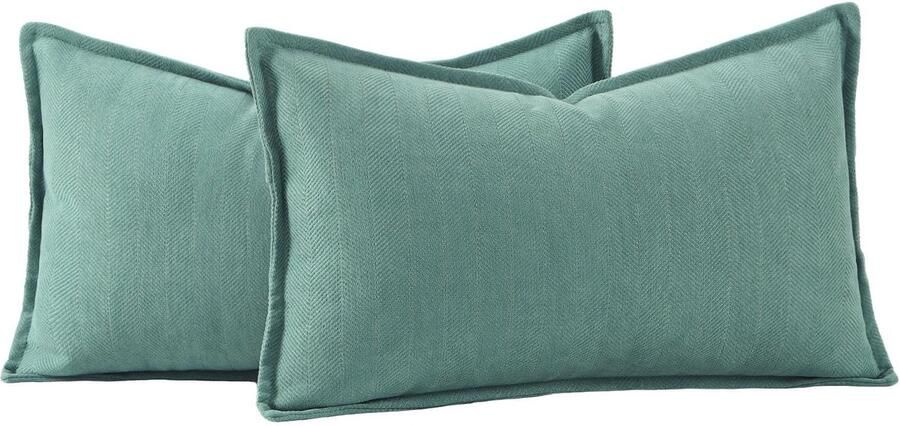 Madizz Set van 2 effen Chenille kussenhoezen Zachte decoratieve kussenslopen voor bank Slaapkamer Kussenhoes Aqua 40x60 cm Rechthoekig