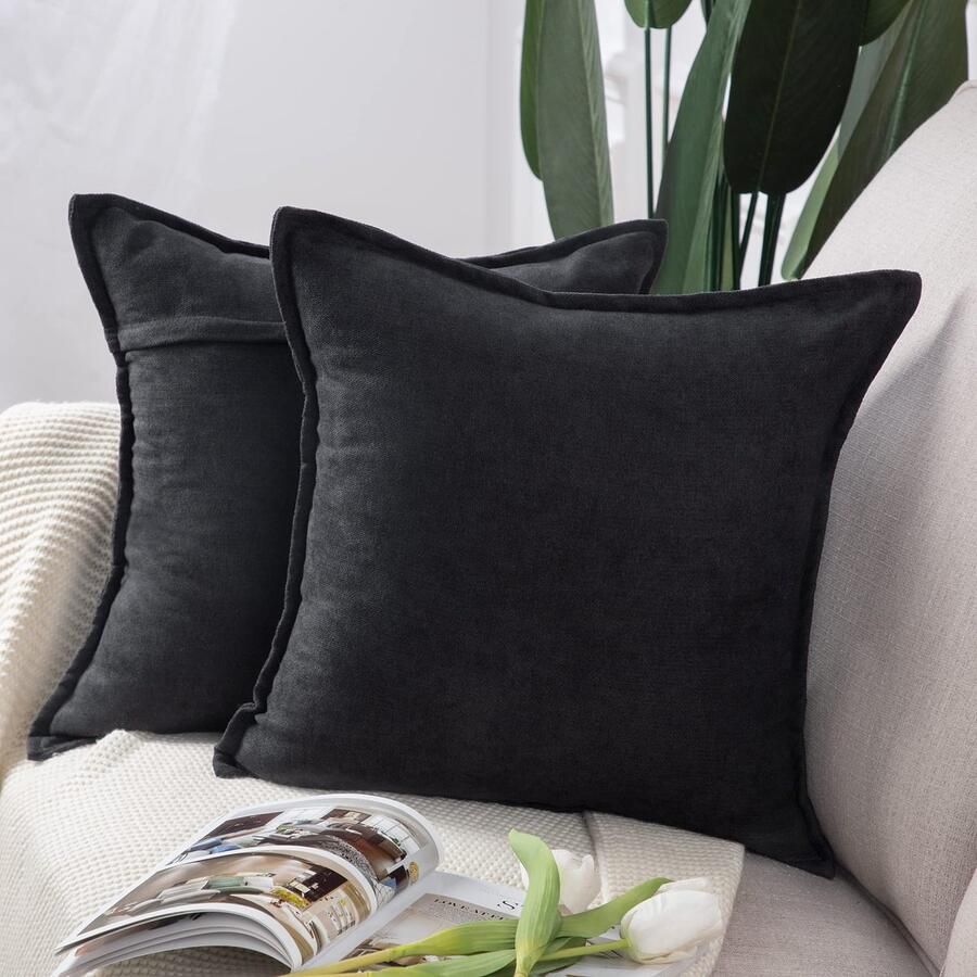 Ibenzoa Zachte en stijlvolle vierkante chenille kussenhoezen set voor bank of slaapkamer 45 x 45 cm