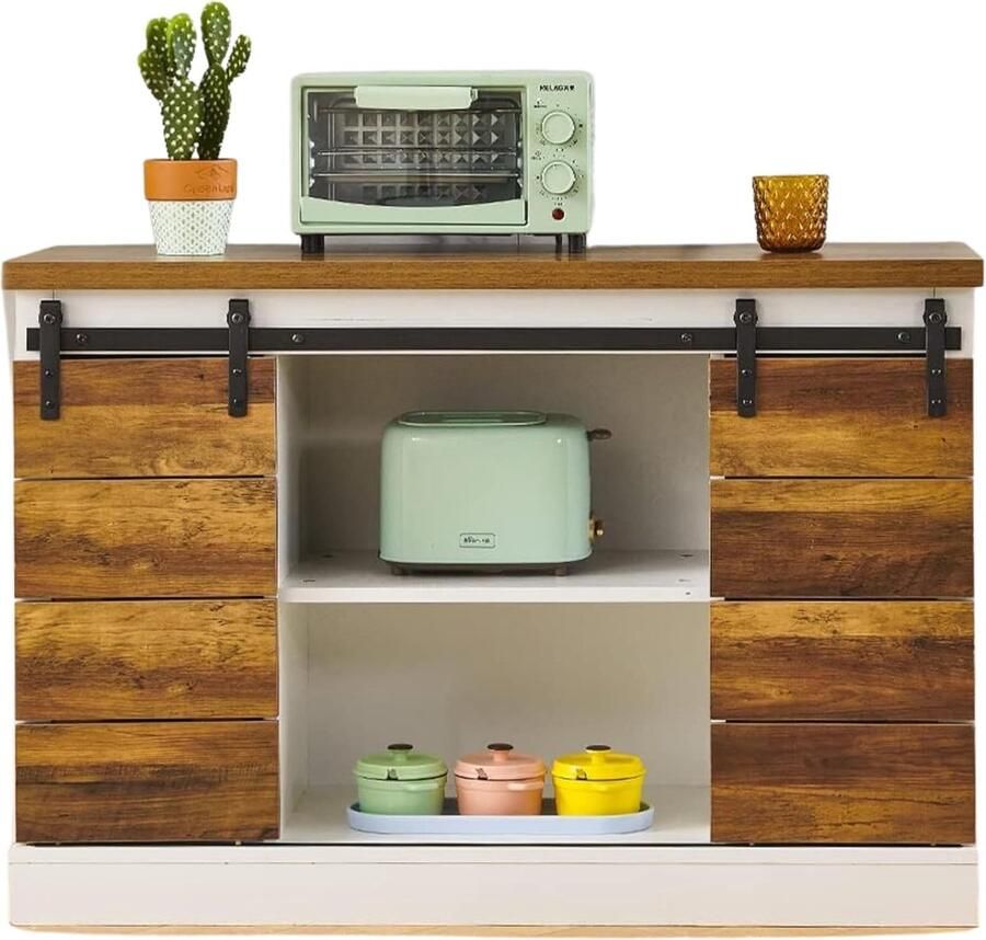 Magazijn buffetkast keukenkast server met schuifdeuren dressoir boerderij opslag dressoir console tafel voor eetkamer woonkamer hal entree 40x105x70