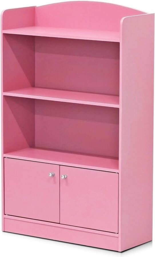 Magazijn boekenkast met speelgoedkast voor kinderen hout roze 24 x 24 x 97 99 cm