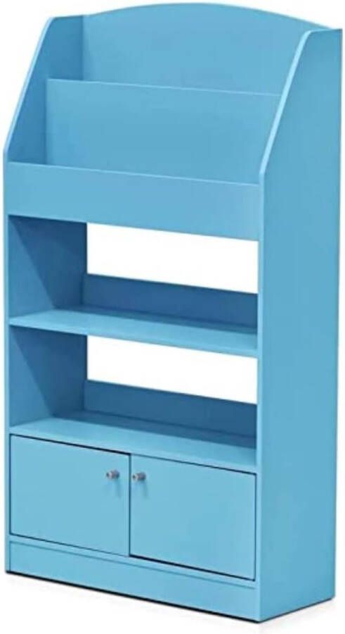 Magazine boekenkast met speelgoedkast voor kinderen hout lichtblauw 24 x 24 x 110 01 cm