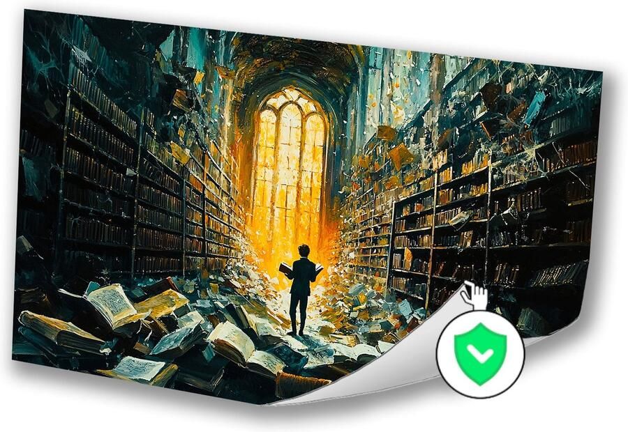 Magische bibliotheek met boeken Bibliotheek muurdecoratie Poster boeken Surrealistisch Vintage posters Kantoor decoratie poster 120x80 cm