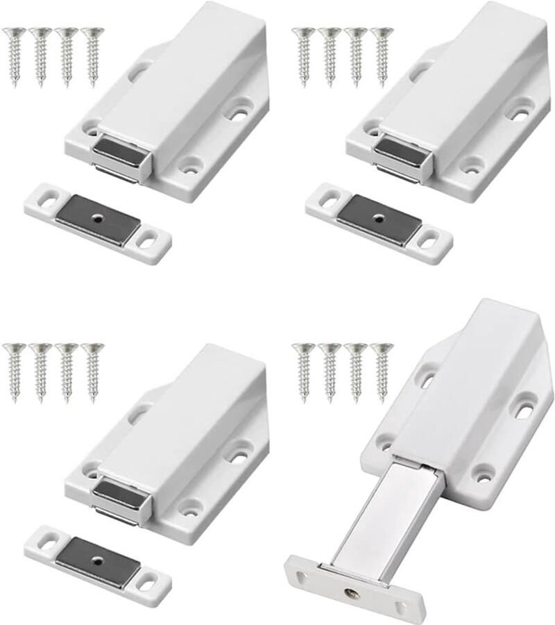 Magnetische drukdeuropener handig voor kasten 4 stuks wit