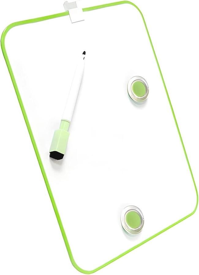Magnetisch Whiteboard voor Kinderen Droog Afwisbaar Klein Magneten Bord voor Koelkast (216 x 280 mm) met Pen en Magneten Groen
