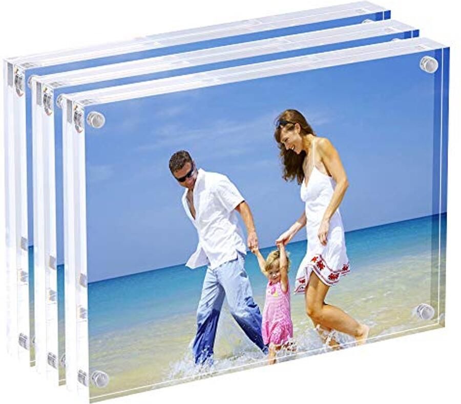 Magnetische Acryl Fotolijst Set van 3 15 x 20 cm Dubbelzijdig Vrijstaand Desk Display