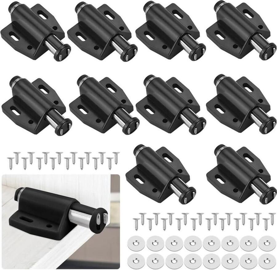 10 stuks magnetische deurvangst open magnetische touch-vergrendeling plastic zachte sluiting met sterke veerbelaste magnetische sluiting voor kast kledingkast kamer keuken Washing Machine