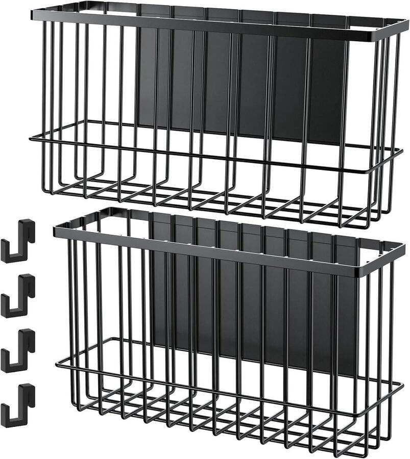 Magnetische metalen mandorganisatoren 2 stuks medium en klein veelzijdige opslag voor keuken en kantoor belastbaar tot 64 kg gemakkelijk te bevestigen aan koelkast of elk magnetisch oppervlak