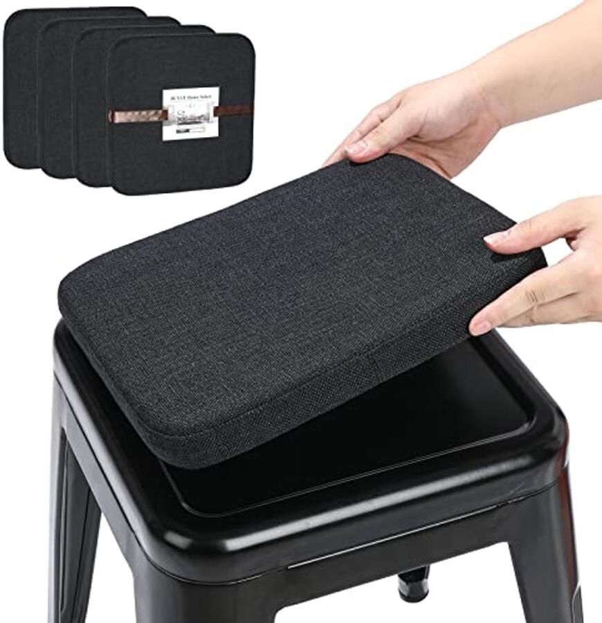 Magnetische Stoelkussens voor Stapelbare Metalen Stoelen Ademend en Comfortabel (Zwart 4 Stuks)