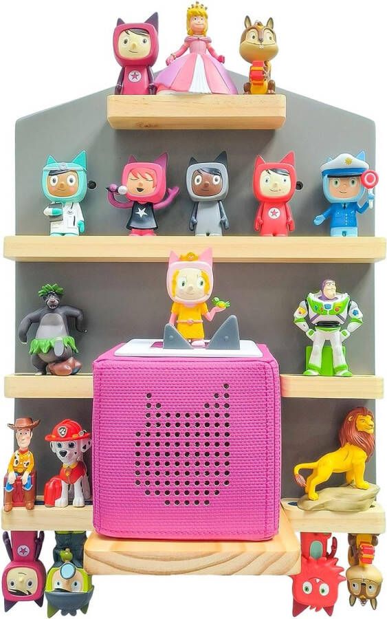 Magnetische wandplank opbergplank voor Toniebox plank met ruimte voor 10 Tonie hoorfiguren versier de kinderkamer voor kinderen om te spelen en te verzamelen Plank (H Grijs)