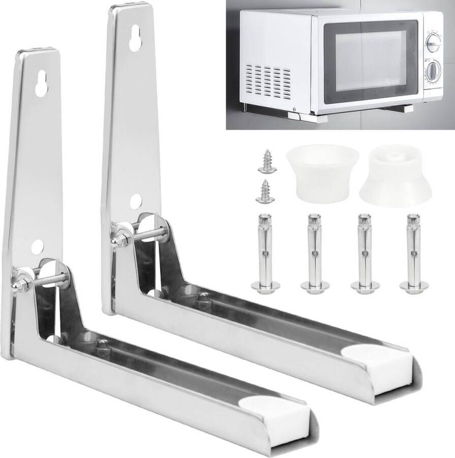 Magnetronhouder Wand Roestvrij staal Magnetronhouder Wand Opvouwbare en uitschuifbare armen Magnetron Wandmontage Maximale belasting 45 kg 99 2 lb Uitschuifbaar tot 40 cm 15 7 inch