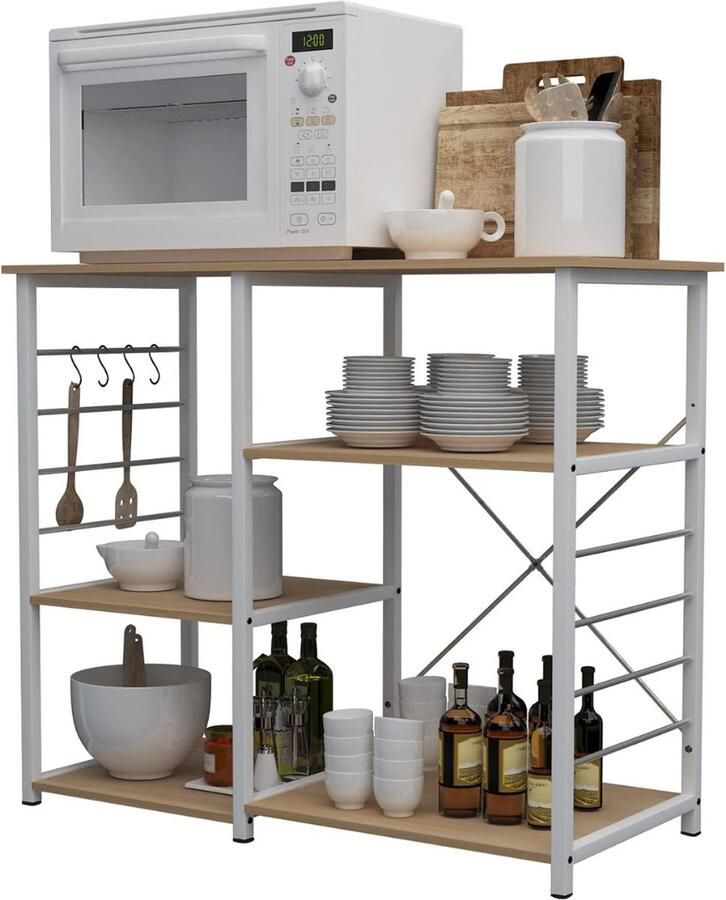 Magnetronkast Keukenkast Voor Magnetron Keukenrek Aanrecht Organiser Keukenopslag Magnetronrek Ovenrek Magnetron Kast – Ovenkast Wit