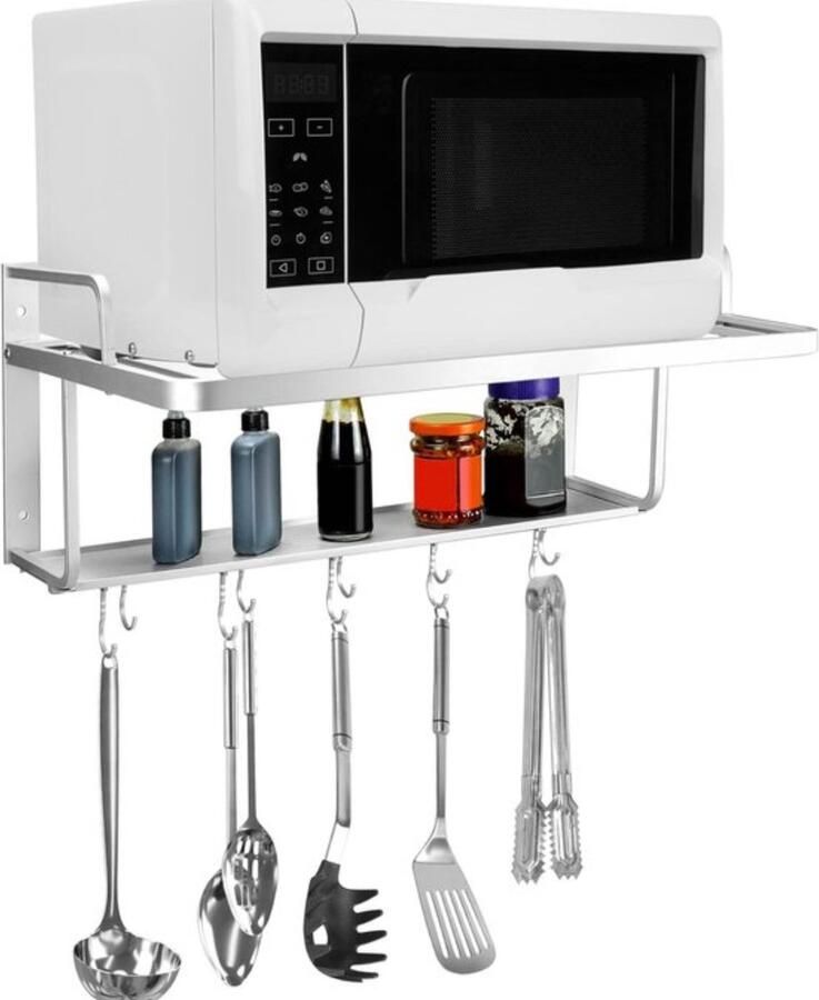 Magnetronrek Hangend Wandhouder Met 2 Planken & 10 Haken 55x38x25cm