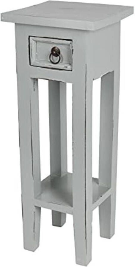 Mahonie telefoontafel in grijs met lade 67 x 25 x 25 cm Shabby Chic bijzettafel houten bloementafel