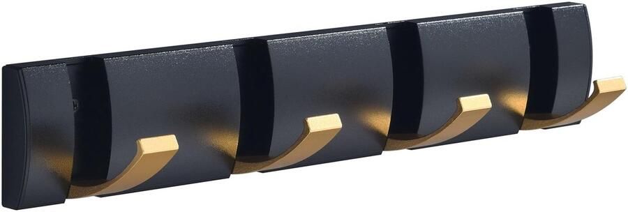 Maifey kapstok met 4 opvouwbare haken moderne zwartgouden kapstokhaken ruimtebesparende hangende kapstokhaken voor jassen hoeden sjaals paraplu's en sleutels