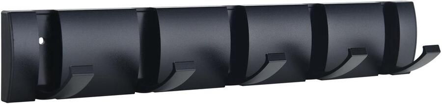 Ibenzoa Robuuste Muurkapstok met Vijf Inklapbare Haken Zwart Metaal voor Functionele Opslag