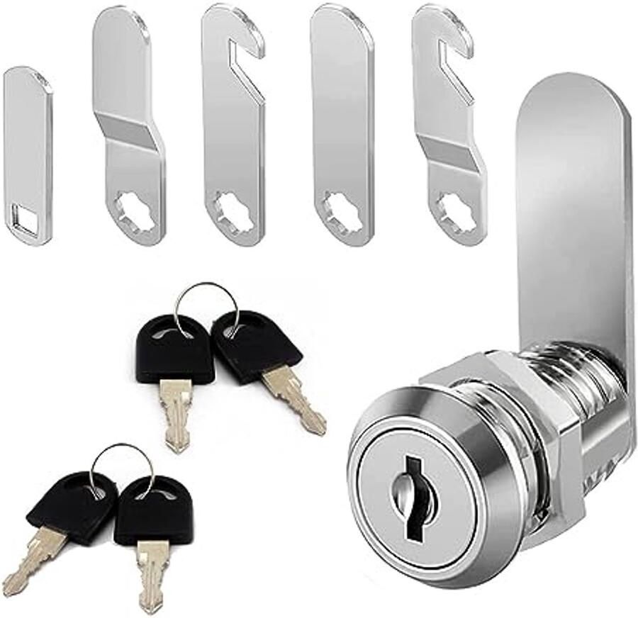 Mailbox Lock 16mm with 4 Keys and 5 Locking Plates Ideal for Cabinets and Drawers