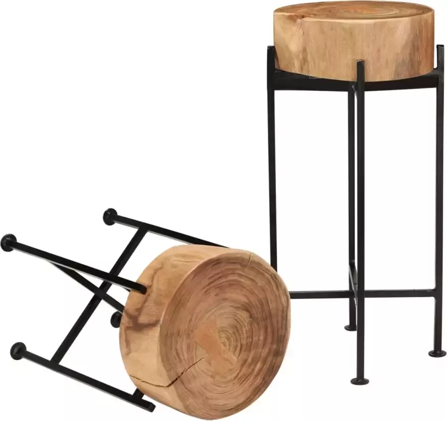 Maison Exclusive 2-delige Bijzettafelset massief acaciahout