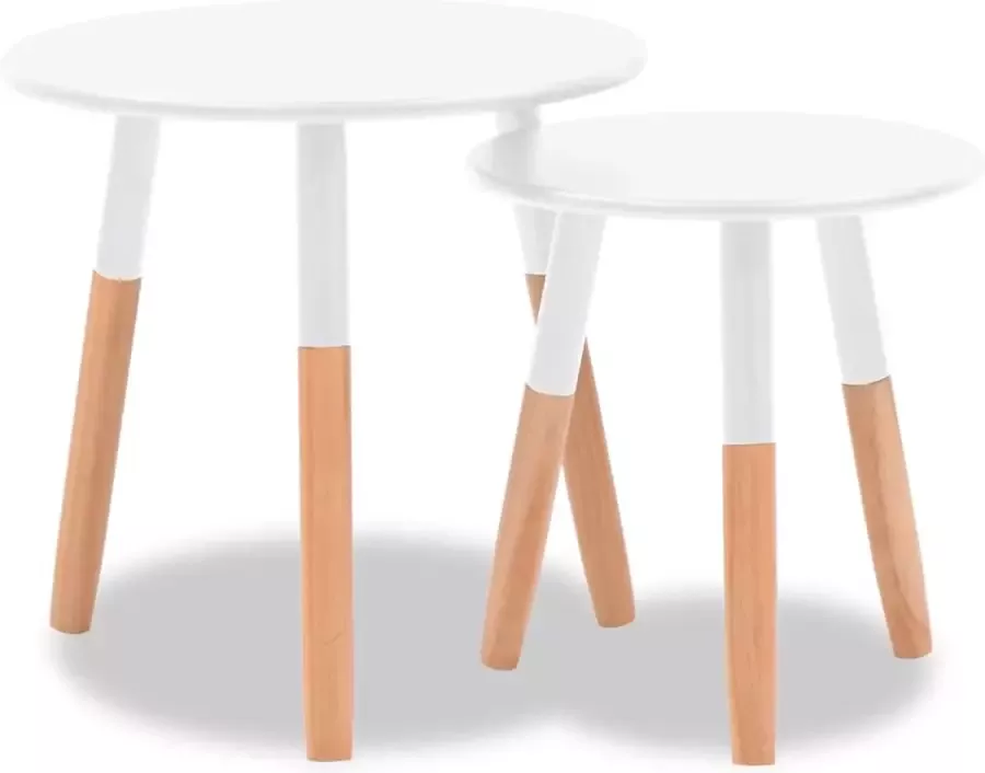 Maison Exclusive 2-delige Bijzettafelset massief grenenhout wit