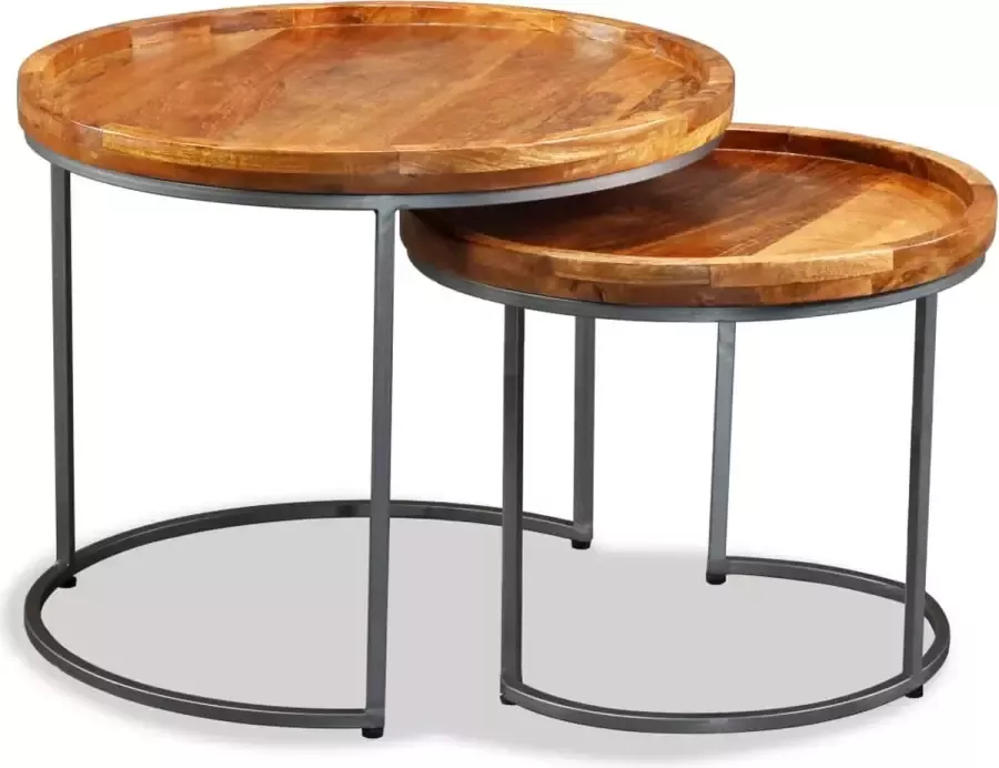 Maison Exclusive 2-delige Bijzettafelset massief mangohout