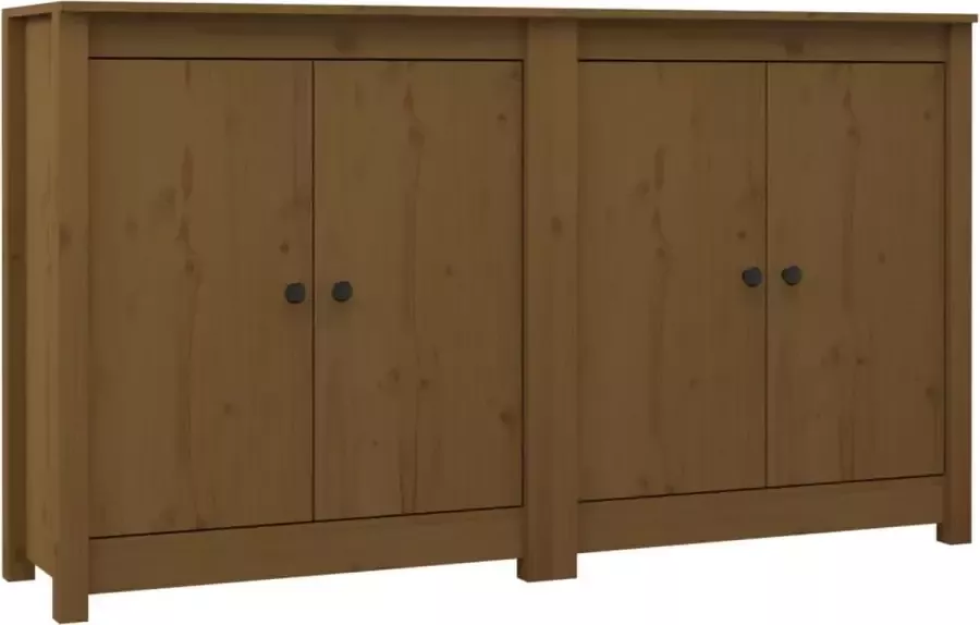 Maison Exclusive 2 st Dressoirs 70x35x80 cm massief grenenhout honingbruin