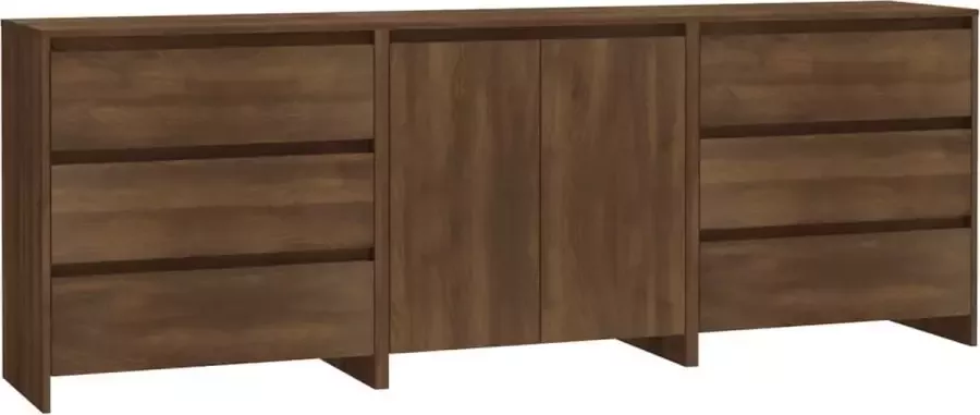 Maison Exclusive 3 st Dressoirs bewerkt hout bruineikenkleurig - Foto 2