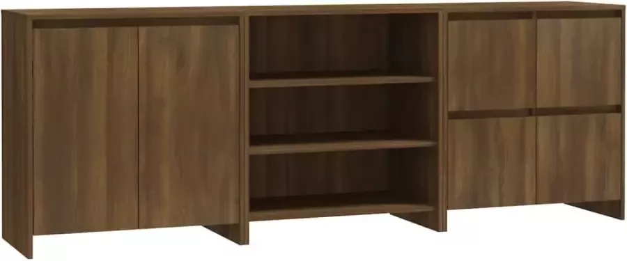 Maison Exclusive 3 st Dressoirs bewerkt hout bruineikenkleurig - Foto 3