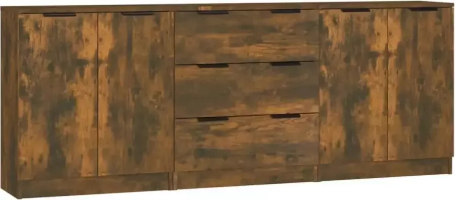 Maison Exclusive 3 st Dressoirs bewerkt hout gerookt eikenkleurig