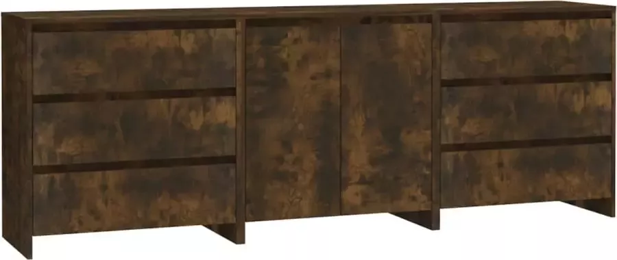 Maison Exclusive 3 st Dressoirs bewerkt hout gerookt eikenkleurig - Foto 2