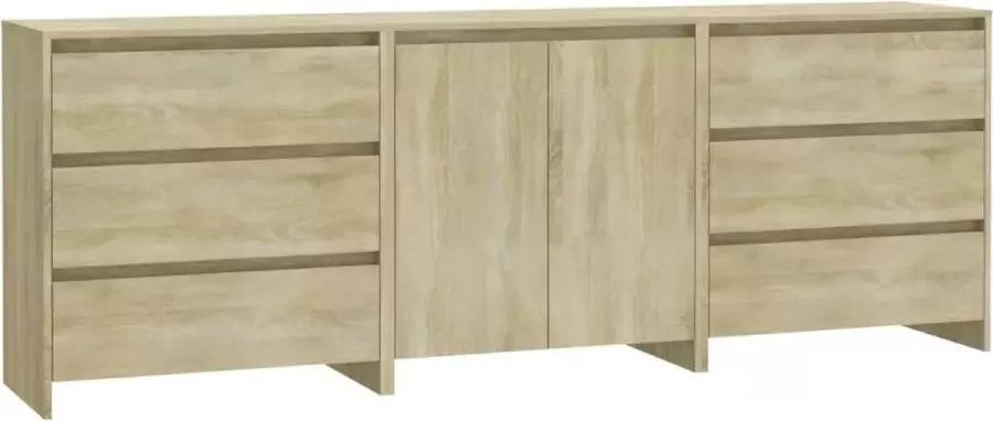 Maison Exclusive 3 st Dressoirs bewerkt hout sonoma eikenkleurig