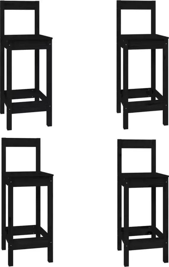Maison Exclusive Barstoelen 4 st massief grenenhout zwart