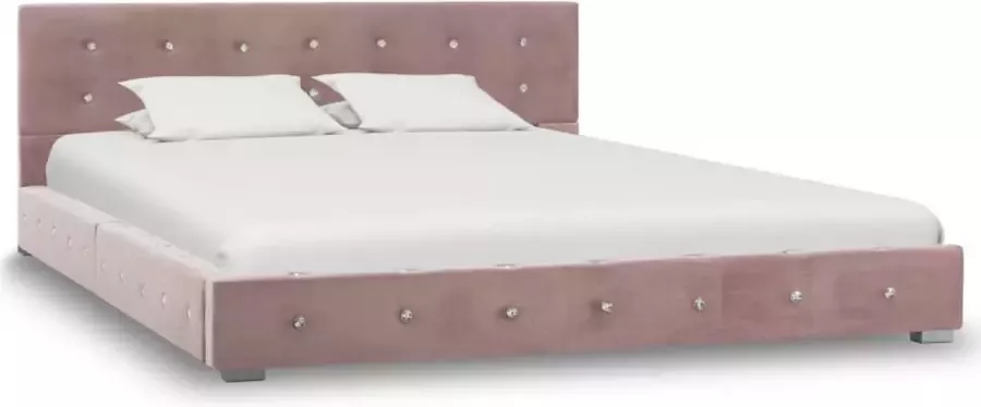 Maison Exclusive Bed met traagschuim matras fluweel roze 140x200 cm