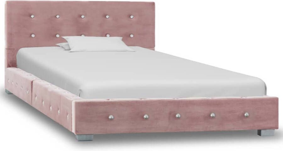 Maison Exclusive Bed met traagschuim matras fluweel roze 90x200 cm