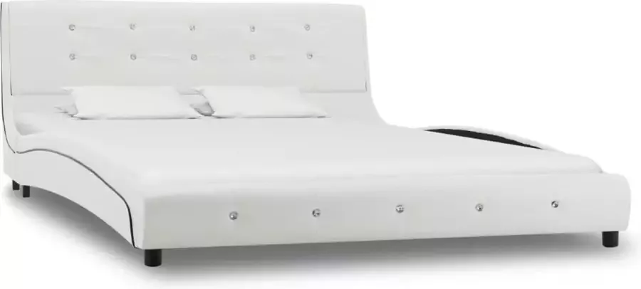 Maison Exclusive Meubelmania Bed met traagschuim matras kunstleer wit 140x200 cm