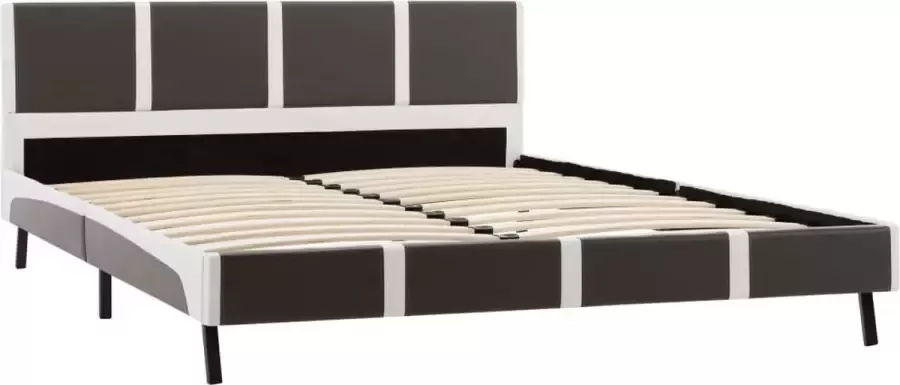 Maison Exclusive Bedframe kunstleer grijs en wit 135x190 cm