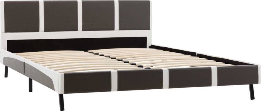 Maison Exclusive Bedframe kunstleer grijs en wit 140x200 cm