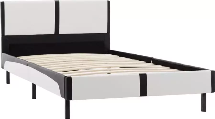 Maison Exclusive Bedframe kunstleer wit en zwart 90x200 cm