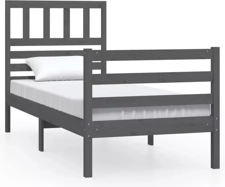Maison Exclusive Bedframe massief hout grijs 75x190 cm 2FT6 small single