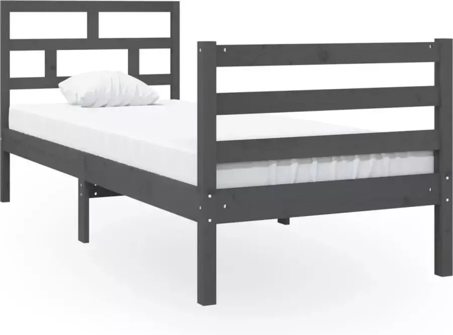 Maison Exclusive Bedframe massief hout grijs 75x190 cm 2FT6 small single