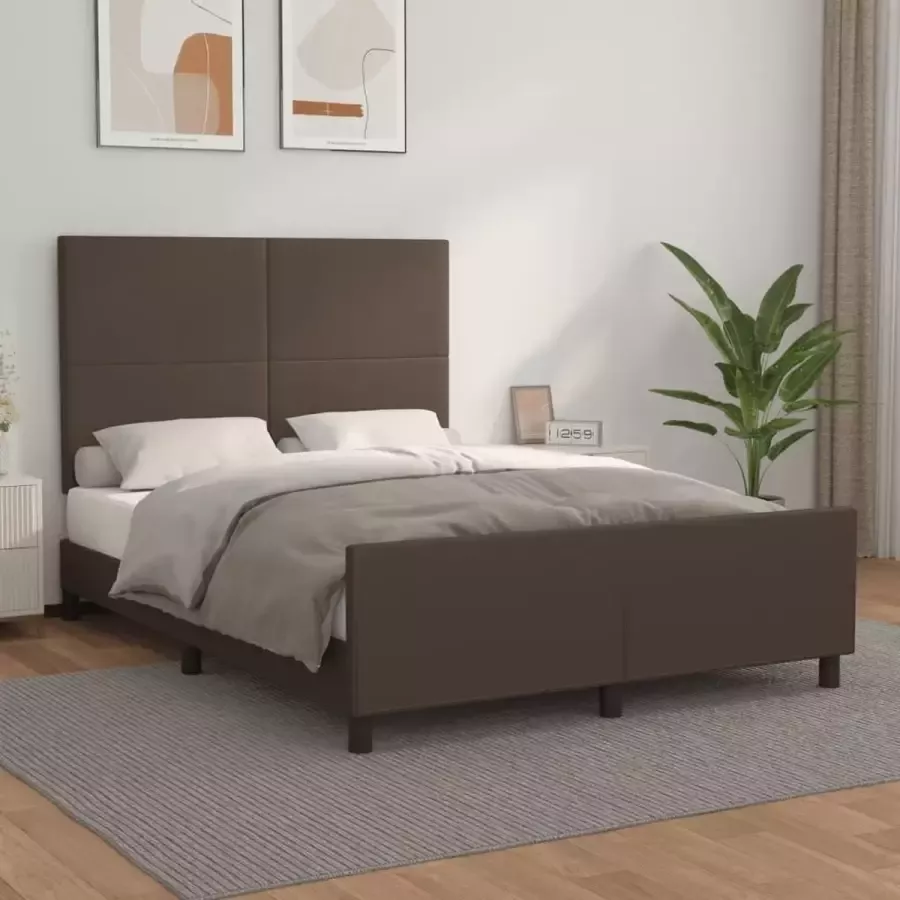 Maison Exclusive Bedframe met hoofdbord kunstleer bruin 140x190 cm
