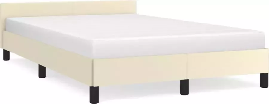Maison Exclusive Bedframe met hoofdbord kunstleer crèmekleurig 120x200 cm