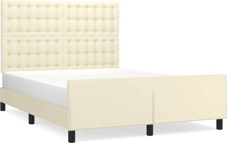 Maison Exclusive Bedframe met hoofdbord kunstleer crèmekleurig 140x190 cm