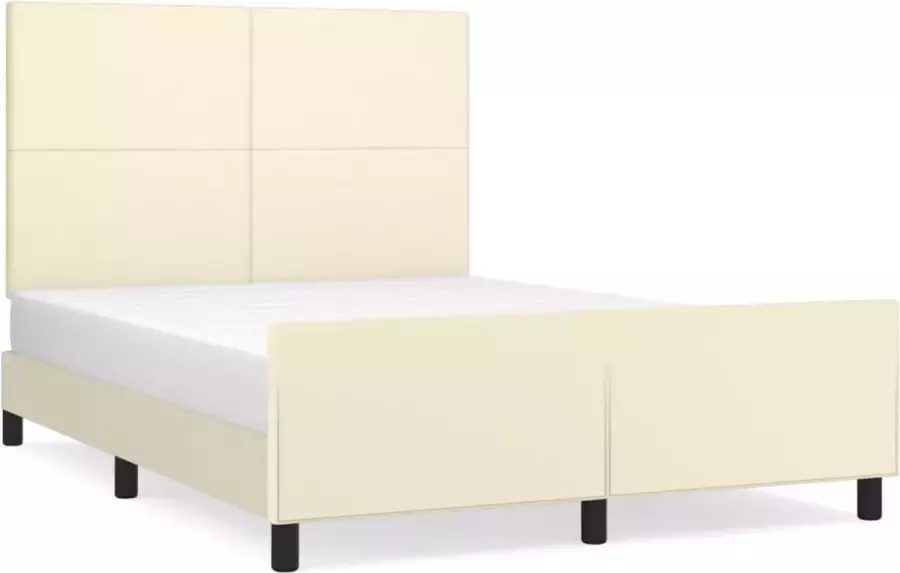 Maison Exclusive Bedframe met hoofdbord kunstleer crèmekleurig 140x200 cm