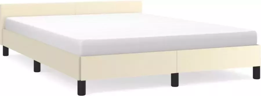 Maison Exclusive Bedframe met hoofdbord kunstleer crèmekleurig 140x200 cm
