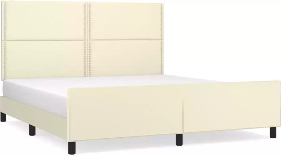Maison Exclusive Bedframe met hoofdbord kunstleer crèmekleurig 160x200 cm