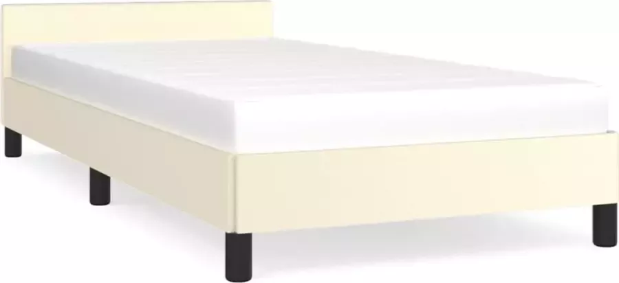 Maison Exclusive Bedframe met hoofdbord kunstleer crèmekleurig 90x200 cm