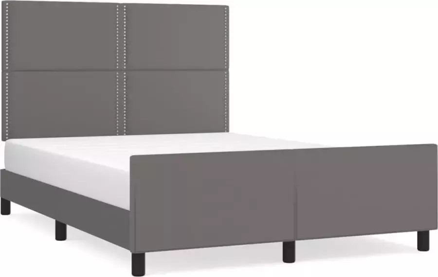 Maison Exclusive Bedframe met hoofdbord kunstleer grijs 140x190 cm