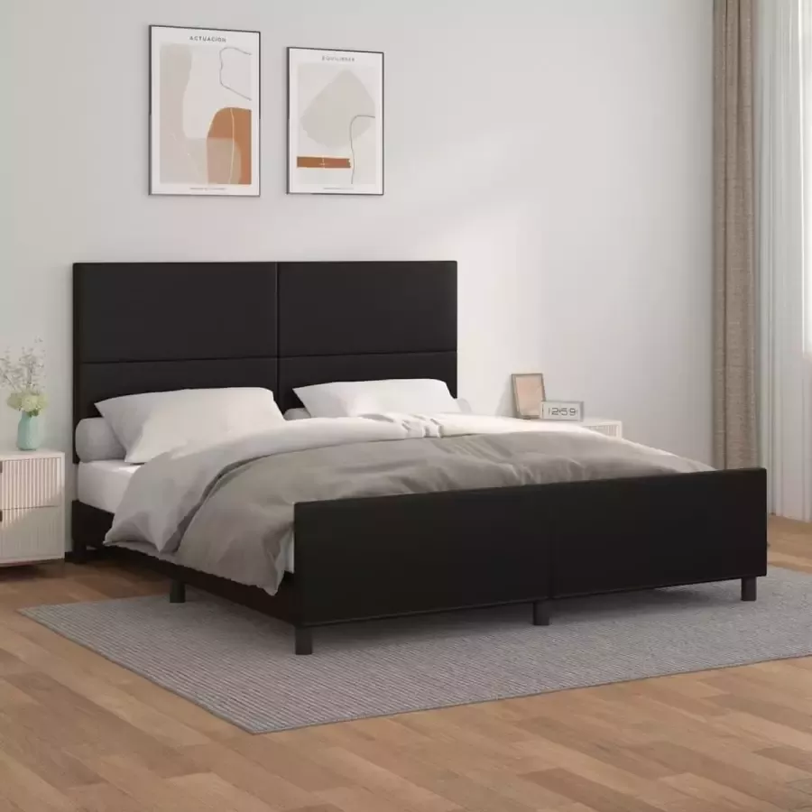 Maison Exclusive Bedframe met hoofdbord kunstleer zwart 160x200 cm