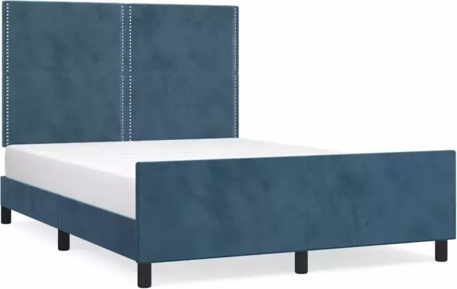 Maison Exclusive Bedframe met hoofdeinde fluweel donkerblauw 140x200 cm